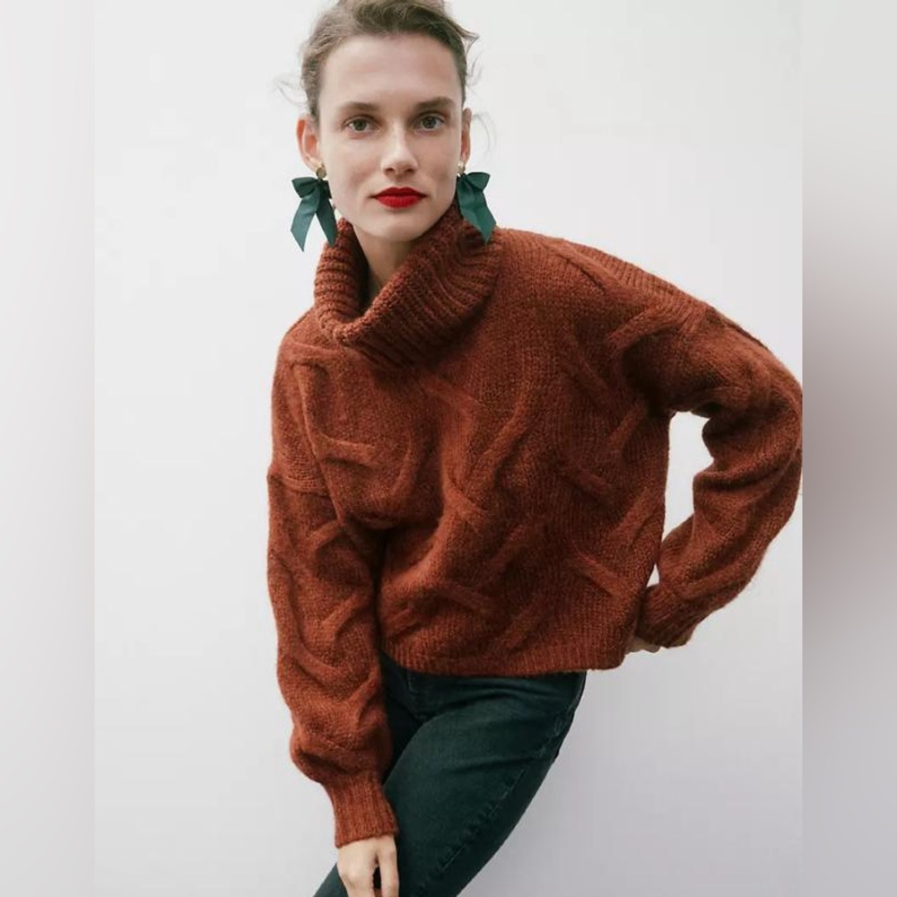 Madewell Somervell Modern Cable Turtleneck Sweater XS EUC